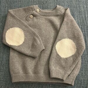 Gray Toddler Cotton Sweater with Elbow Patches